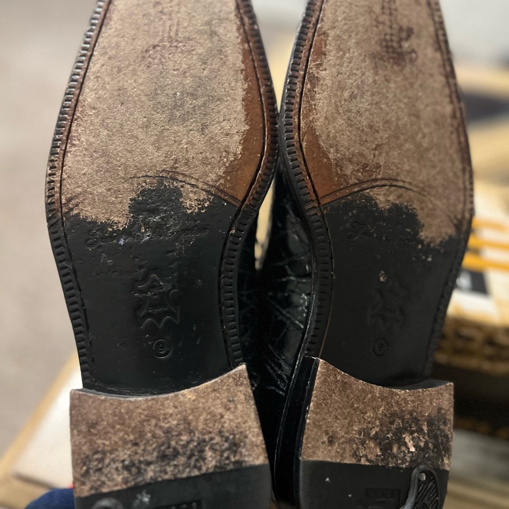 David Eden Alligator Skin Dress Derby Shoes Blue 9M - Picture 12 of 16